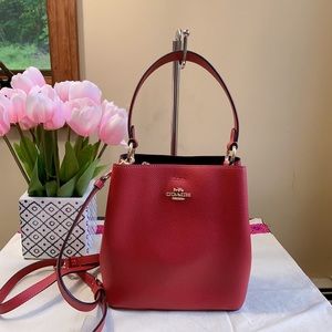 Coach Red Leather Bucket Shoulder Bag